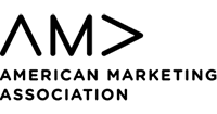 The logo for the american marketing association is black and white.