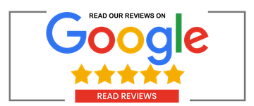 A google logo with five stars and the words `` read our reviews on google read reviews ''.