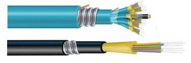 Two optical fiber cables are shown side by side on a white background.