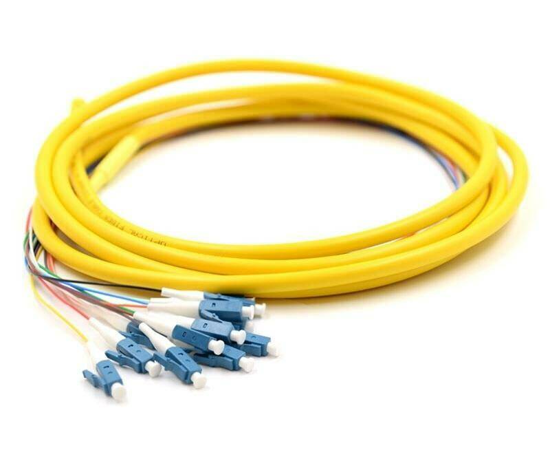 A yellow cable with blue connectors on it