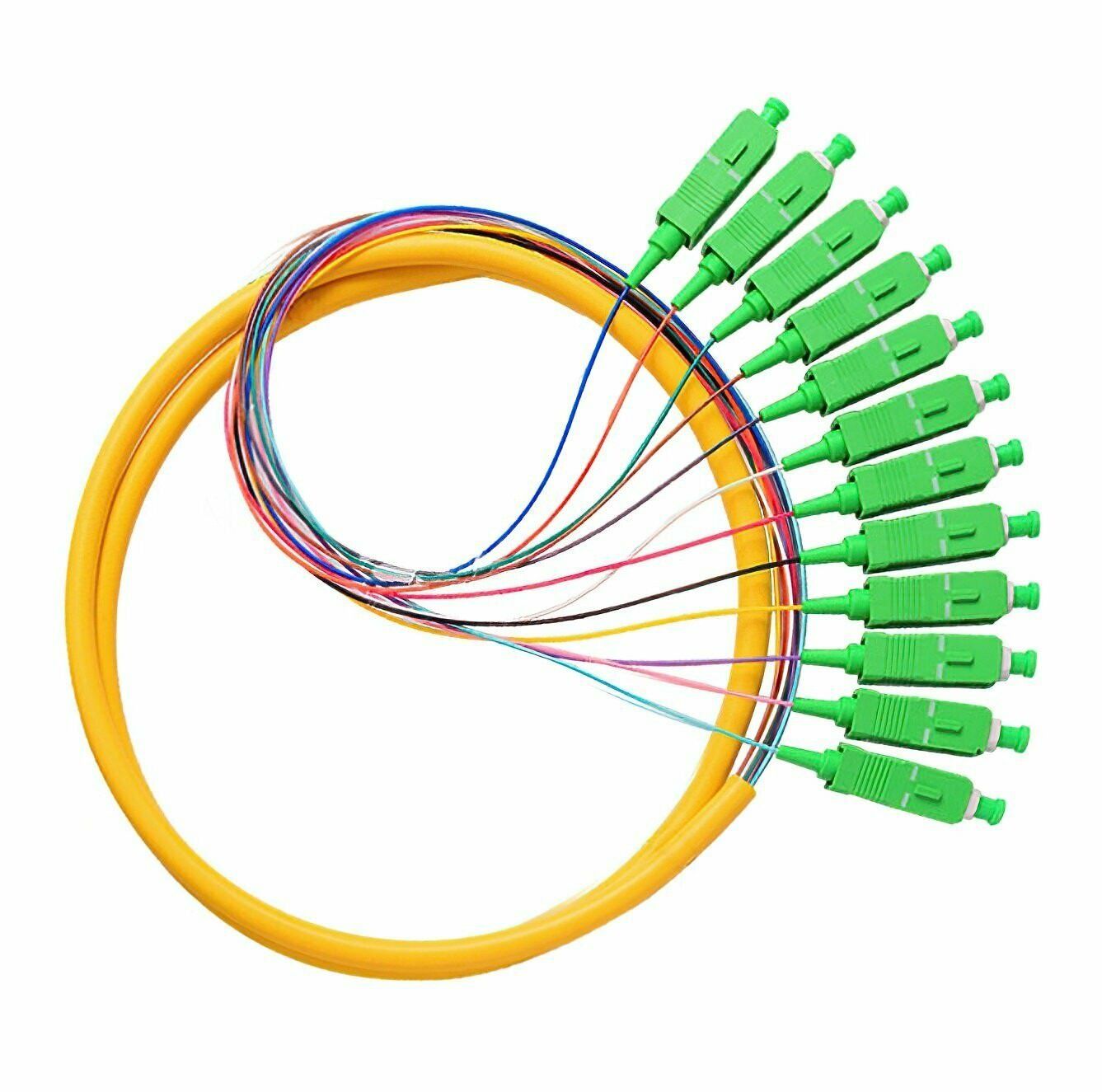 A yellow cable with green connectors on it
