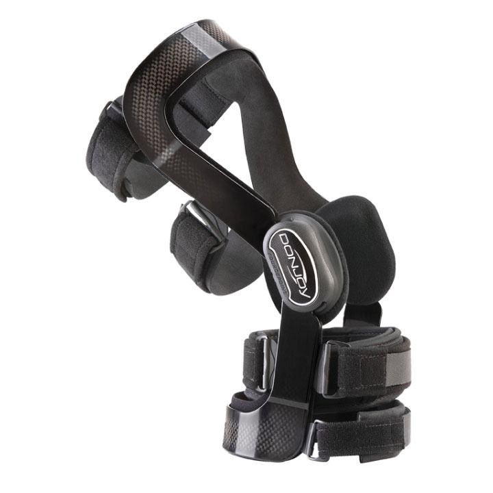 Black adjustable wrist/hand brace with padded straps and metal supports on a white background