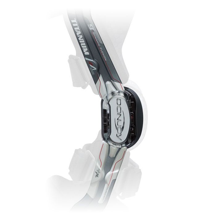 Close-up of silver and black bicycle front derailleur on a white background