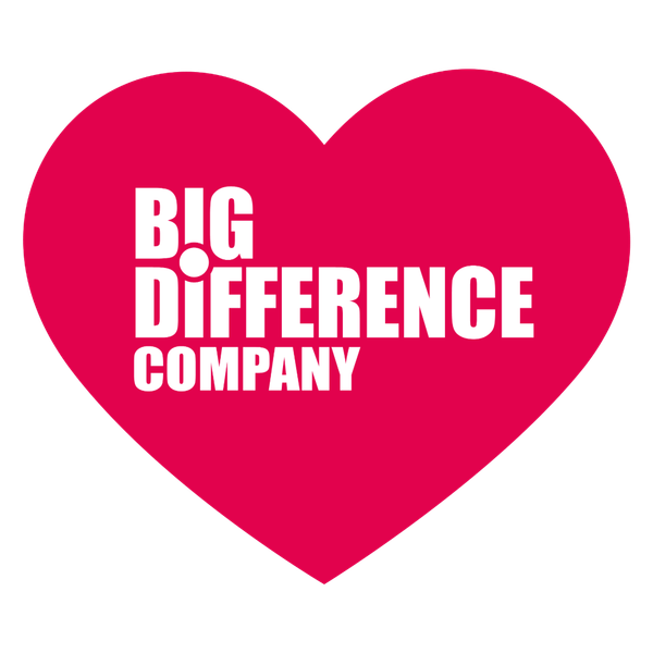 Pink heart with white text: 