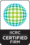 The iicrc certified firm logo is a circle with dots on it.