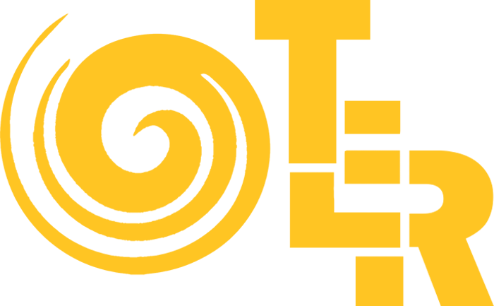 A yellow logo with a swirl and the letter r
