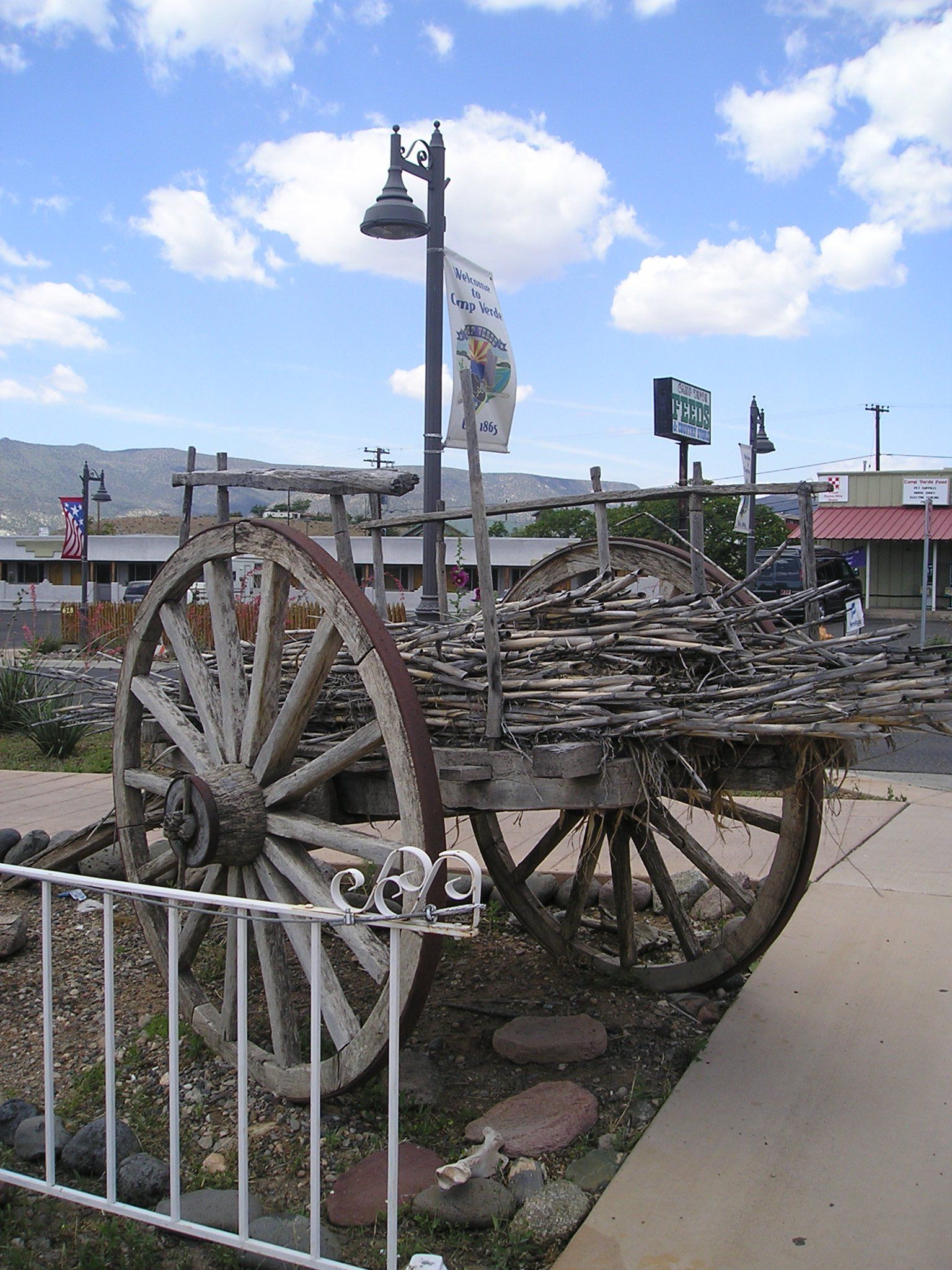 A wagon with a sign that says ' a ' on it