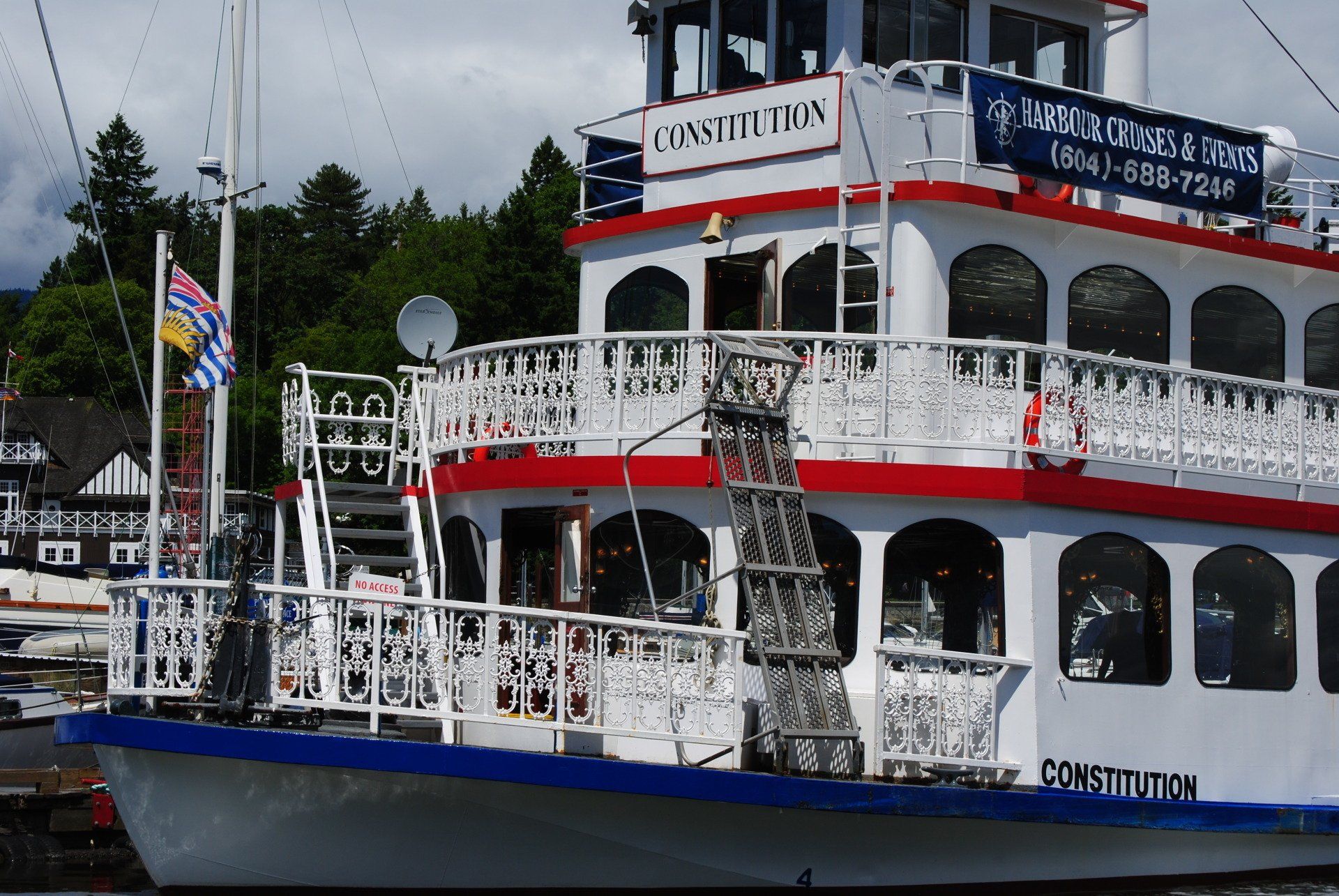 A boat with a ladder on the side of it