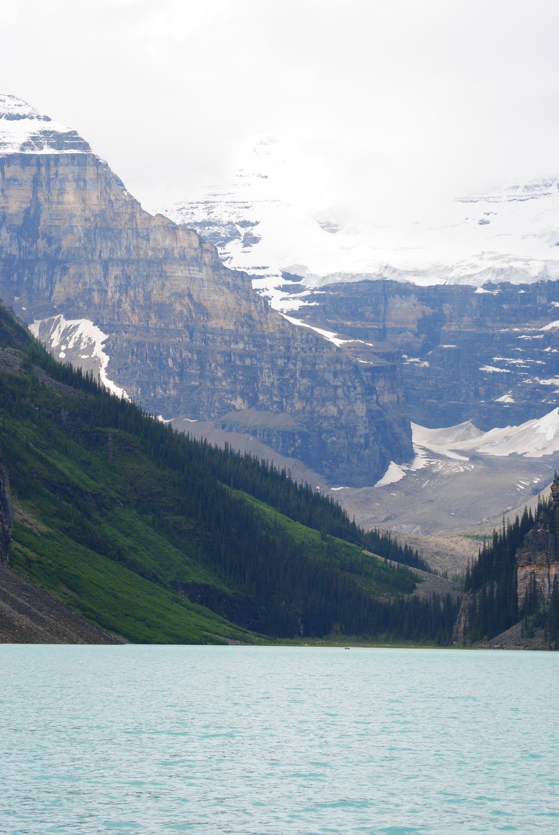 A lake with mountains in the background and trees on the shore
