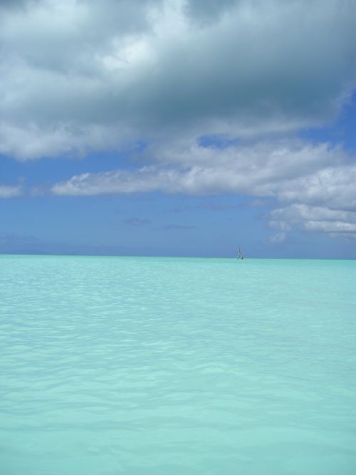 A large body of water with a cloudy sky in the background.