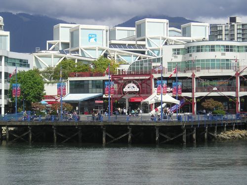 A large building with the letter r on it