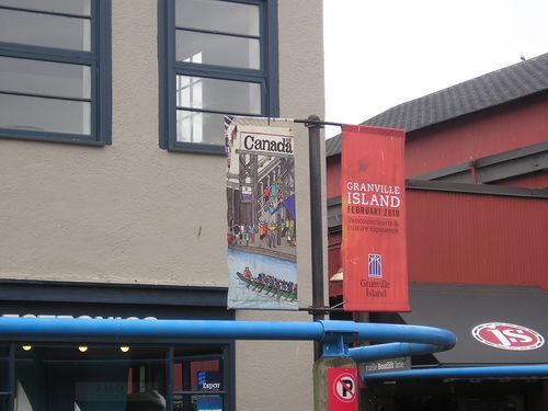 A building with a banner that says canada on it
