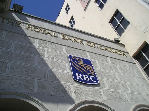 The royal bank of canada is located on the side of a building