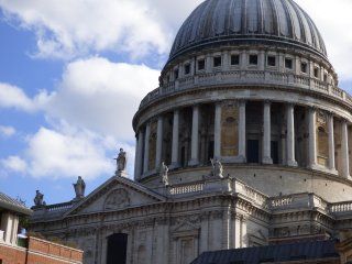 A large dome on top of a building with columns