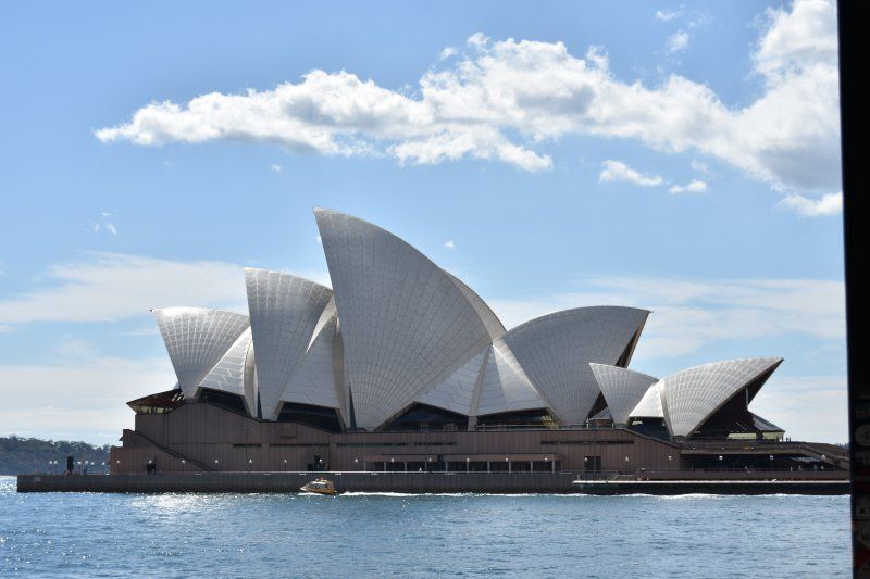 The sydney opera house is in the middle of the ocean