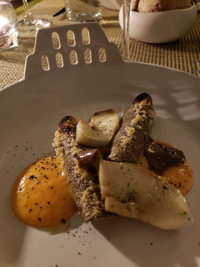 A close up of a plate of food on a table