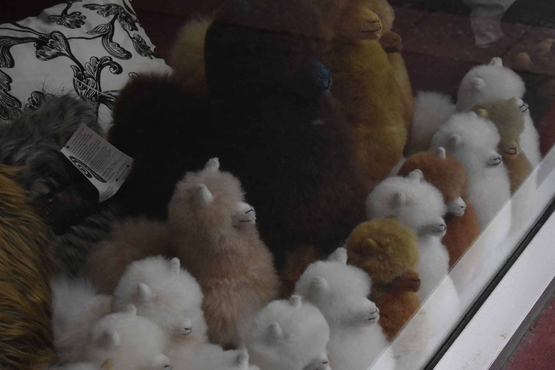 A bunch of stuffed animals are in a claw machine