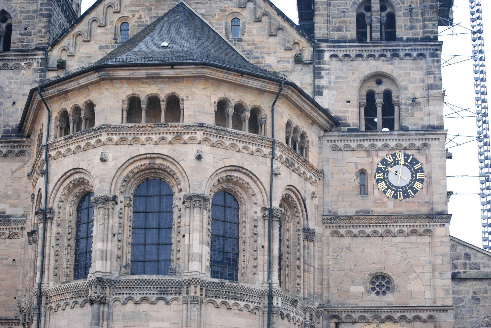 A large building with a clock on the side of it