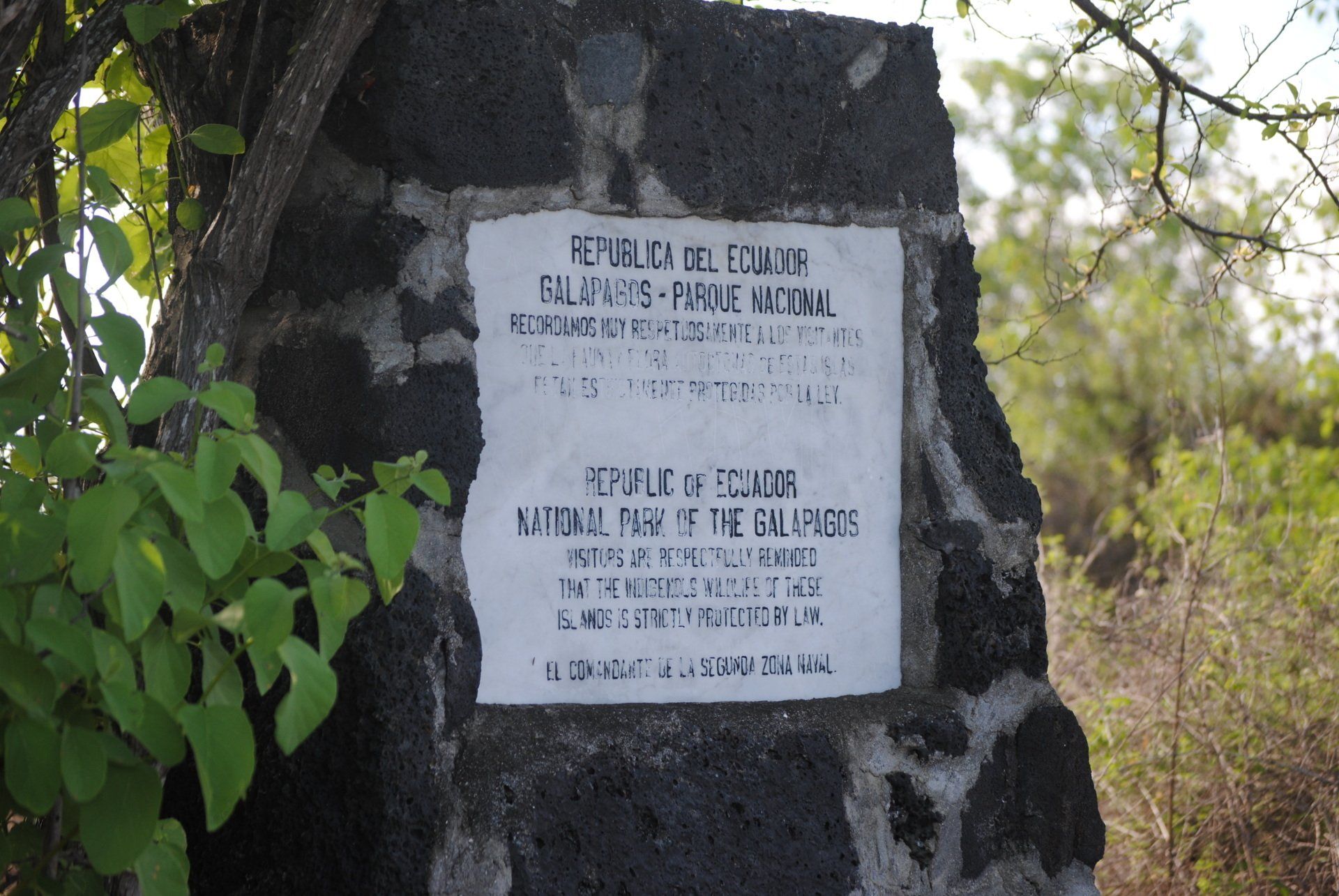 A plaque that says republica del ecuador on it