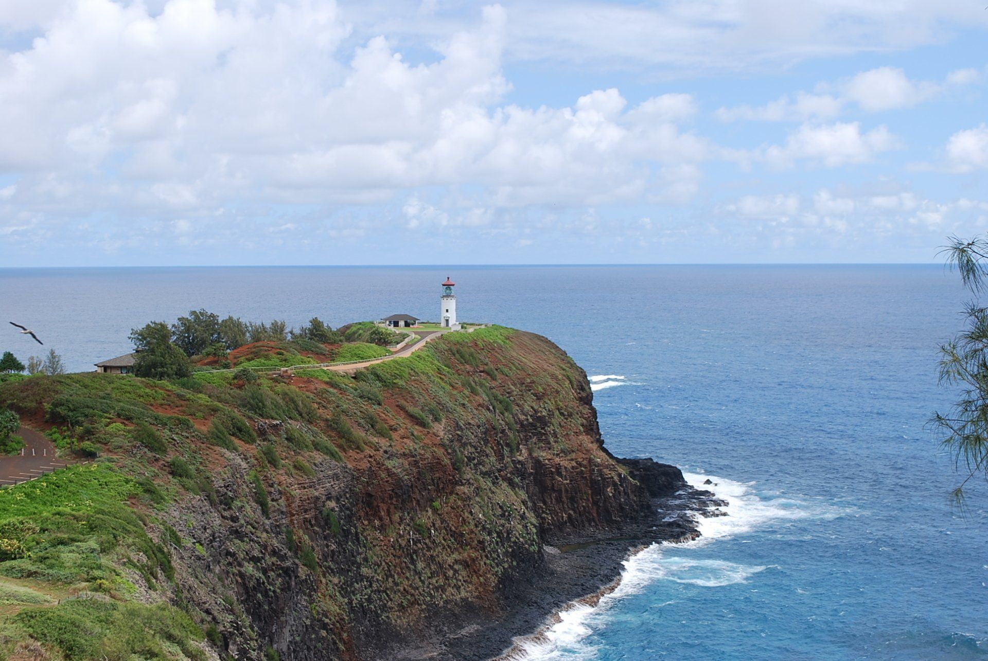 A lighthouse on top of a cliff overlooking the ocean