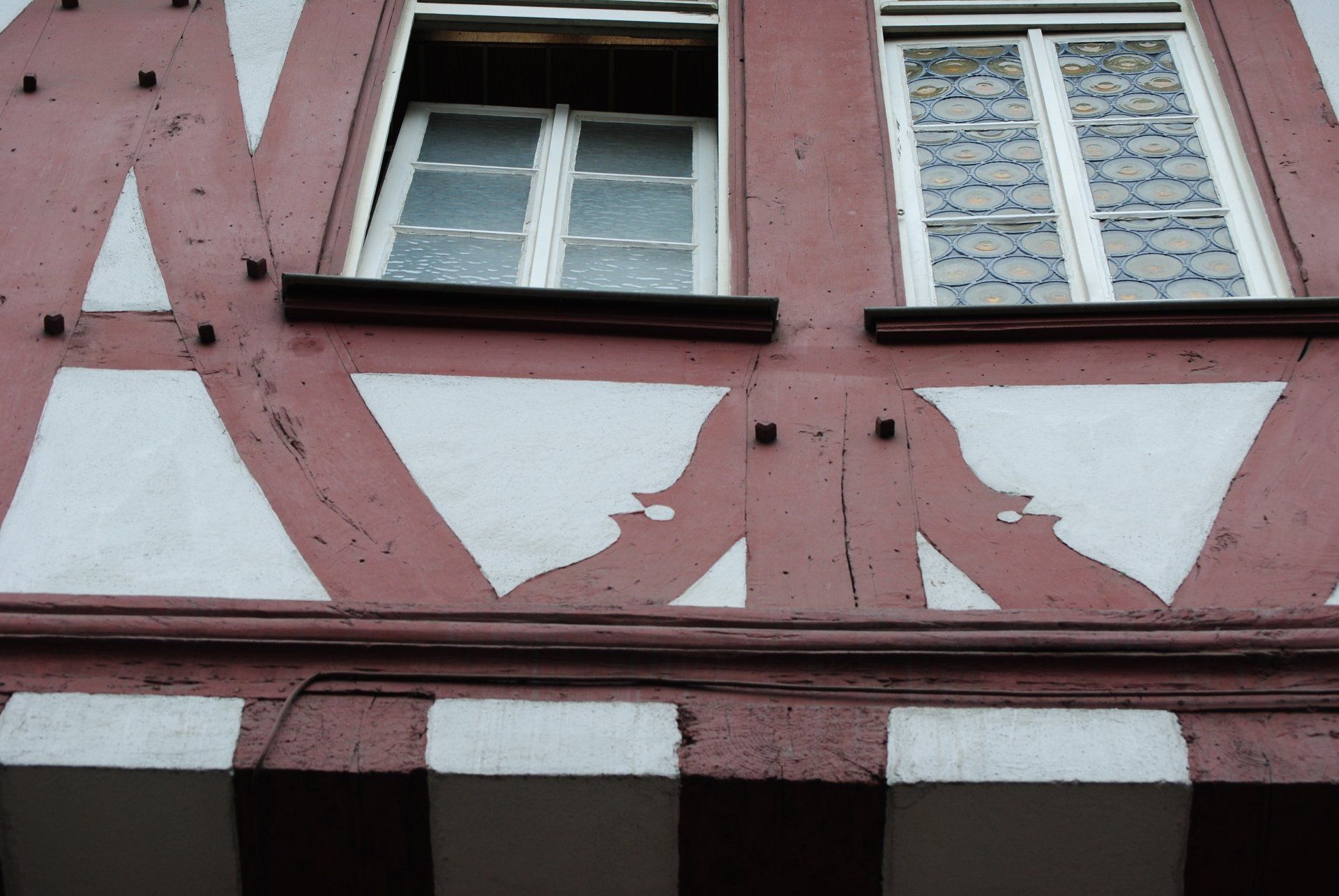 A red and white building with the letter a on it
