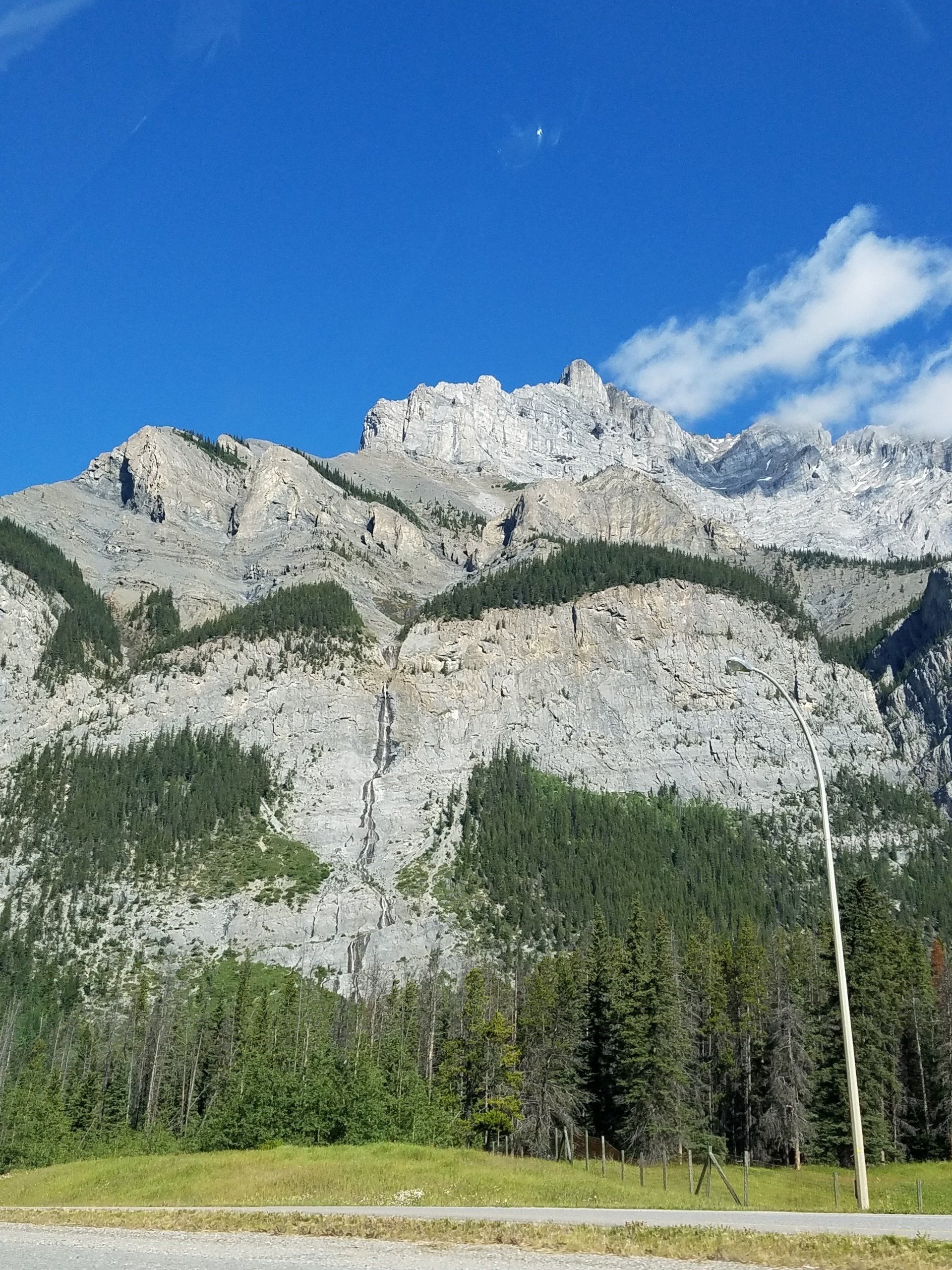 A mountain with trees on the side of it