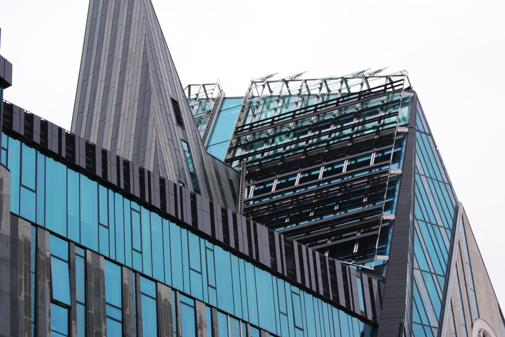 A large building with a lot of windows is being built.