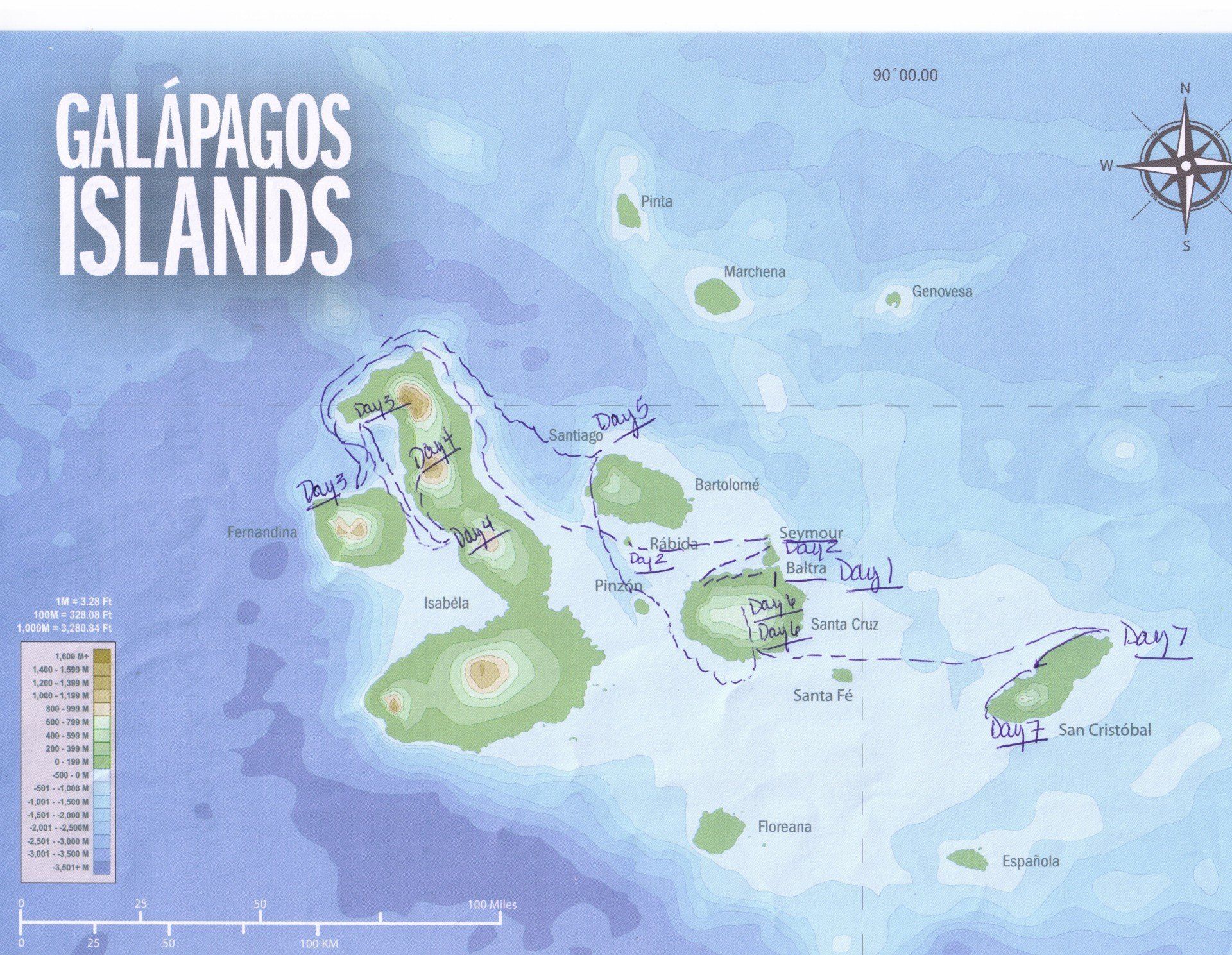 A map of the galapagos islands is shown