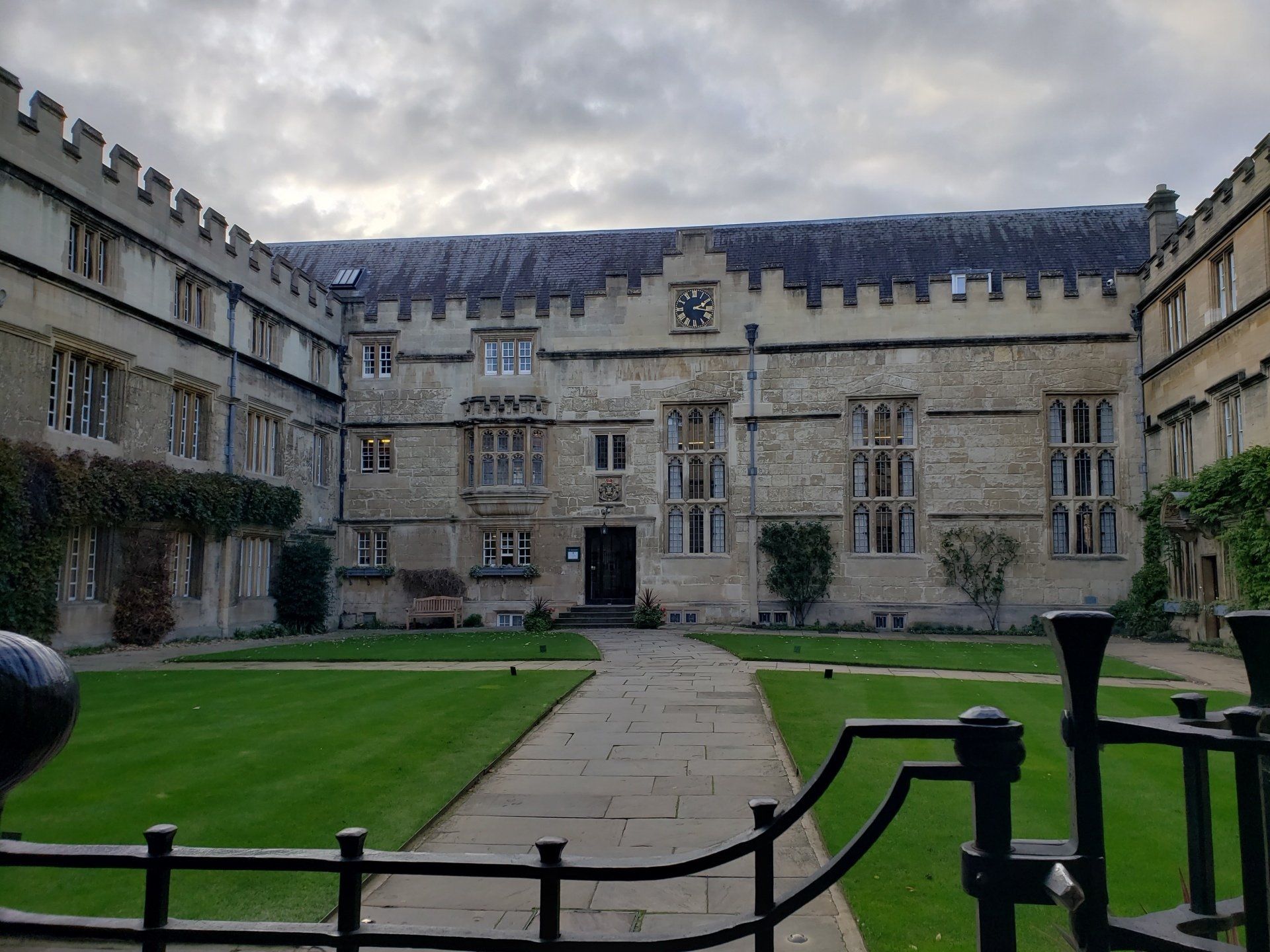 A large building with a clock on the side of it