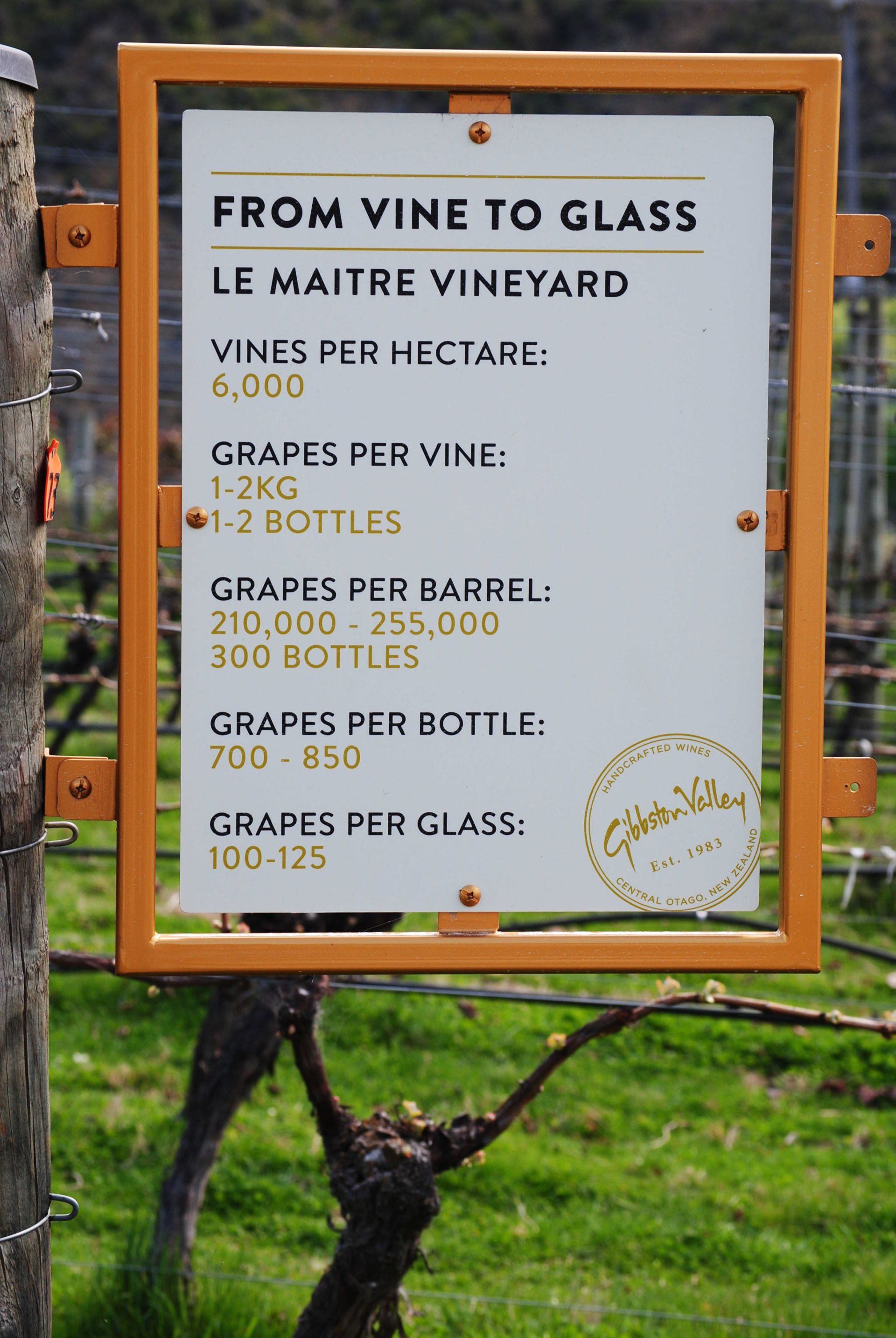 A sign that says from vine to glass on it