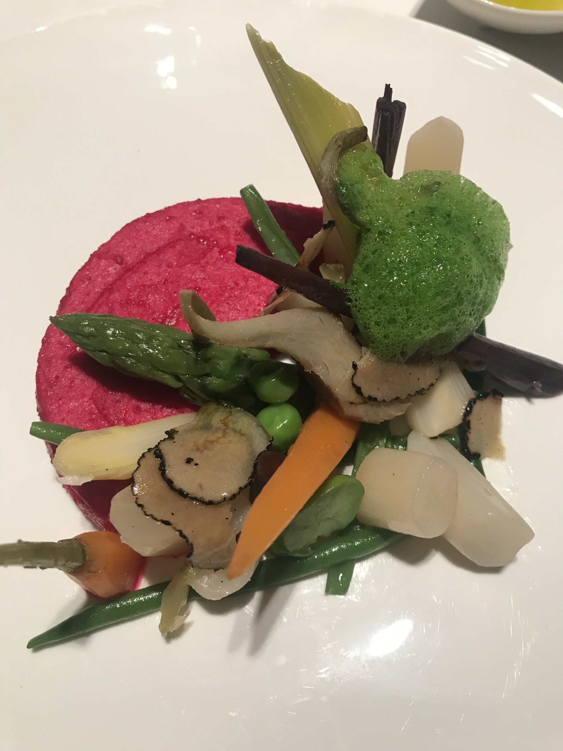 A white plate topped with a variety of vegetables