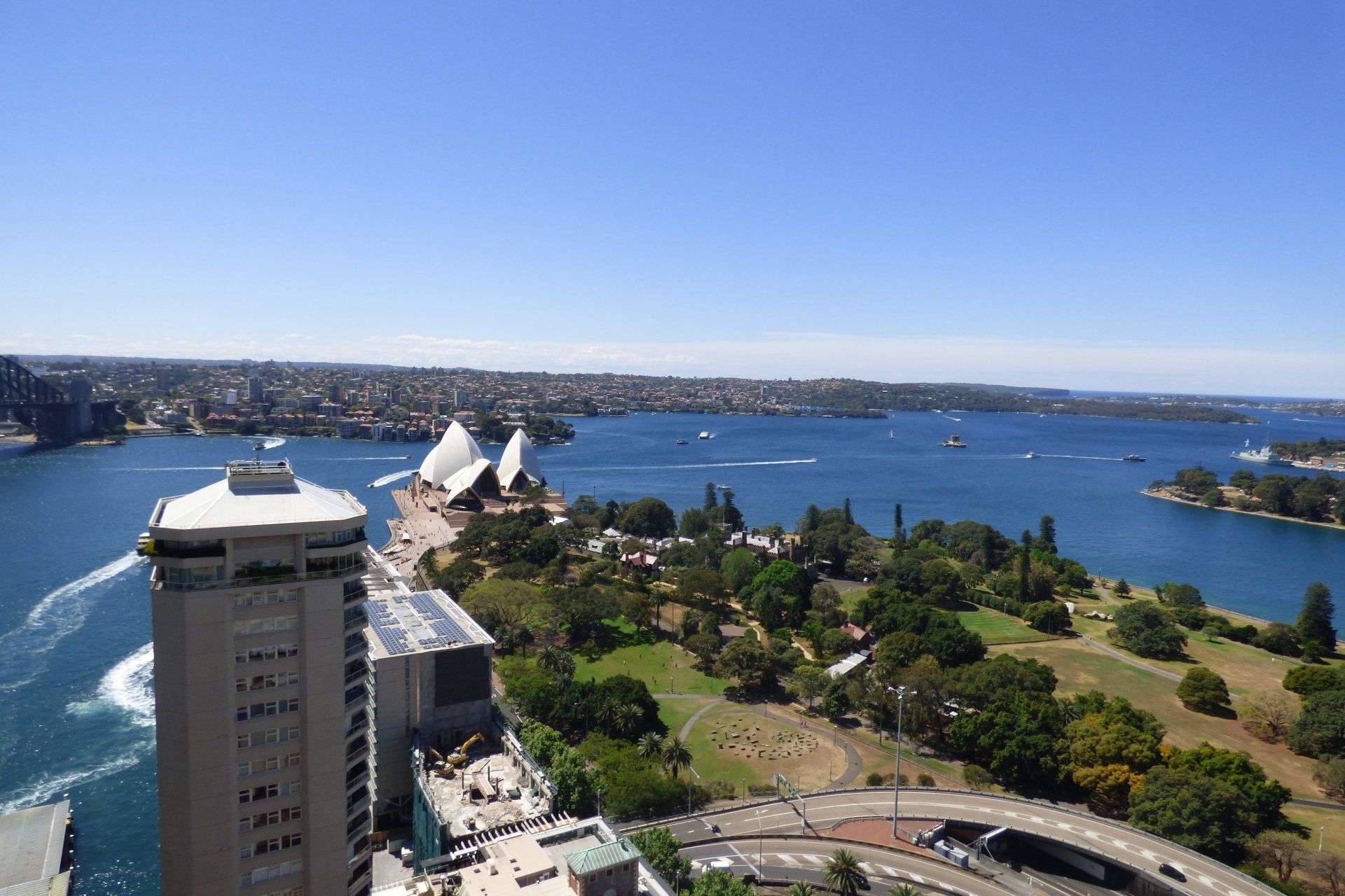 An aerial view of the opera house in sydney