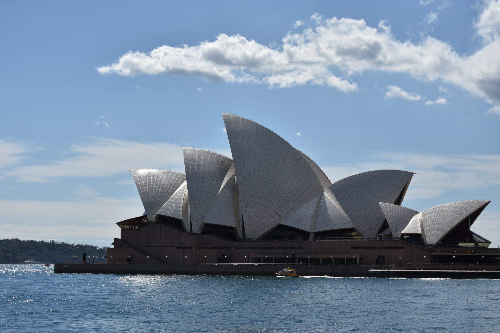 The sydney opera house is in the middle of the ocean