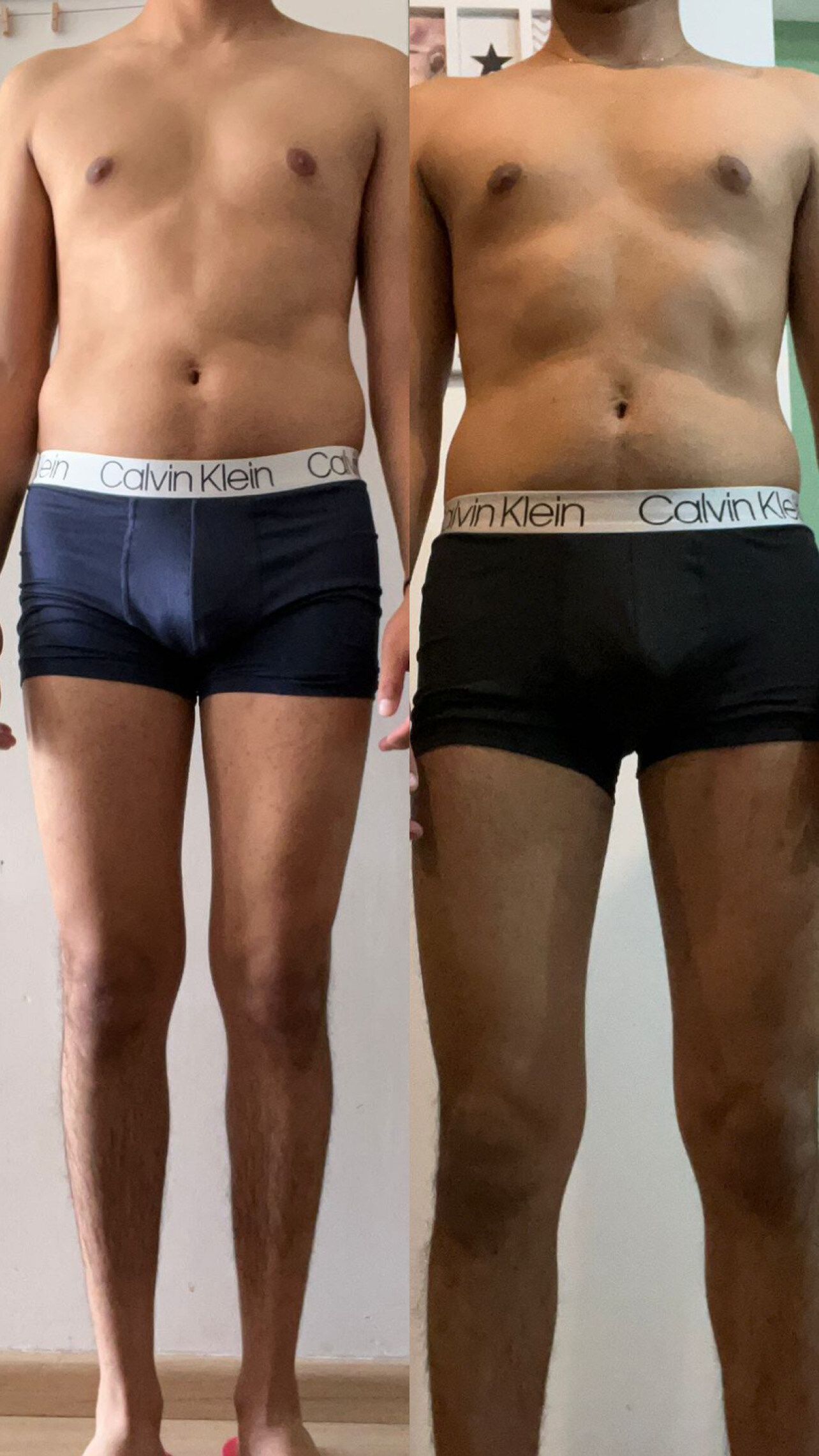 Two pictures of a woman before and after losing weight