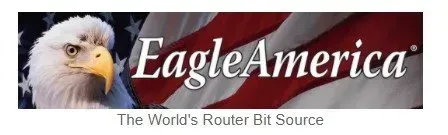 Eagle America Logo with an image of an Eagle with Eagle America written next to it in white lettering with an America Flag as the background. 