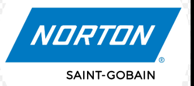 Logo of Norton, a Saint-Gobain brand, featuring the Norton name in bold white letters on a blue parallelogram, with 'Saint-Gobain' in black text below.