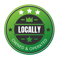 Green and black badge: