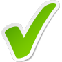 Green checkmark with white outline.
