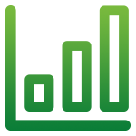 Green bar graph showing data increasing from left to right.