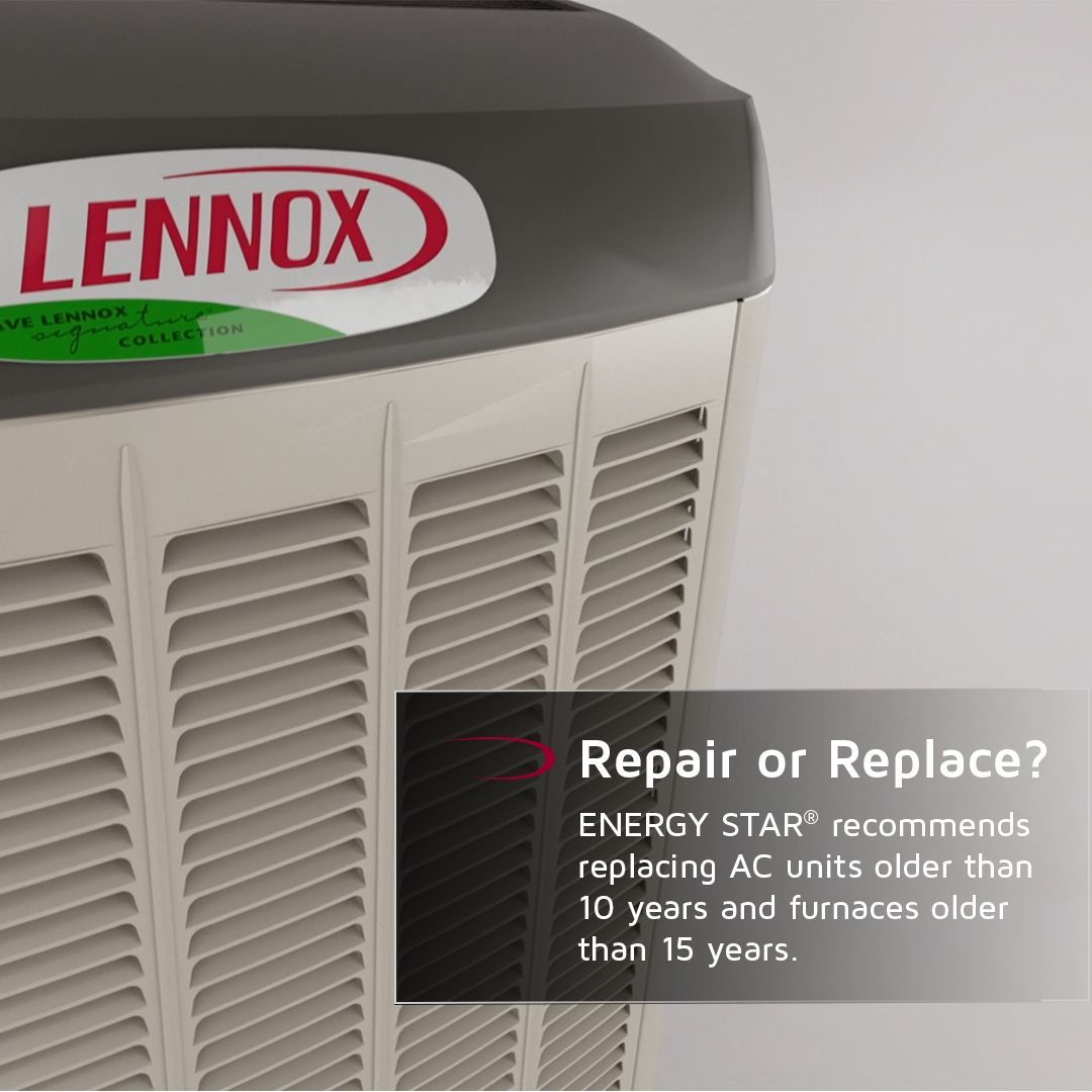 A lennox air conditioner is sitting on a white surface