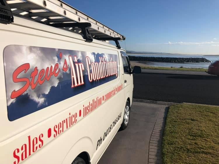 A Steve's Air Conditioning Van is Parked on the Side of the Road — Steve's Air Conditioning in Stanwell Park, NSW