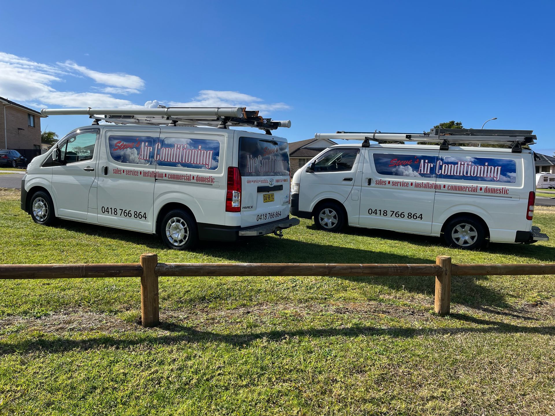 Two White Business Vans — Steve's Air Conditioning in Lakeside Dr, NSW
