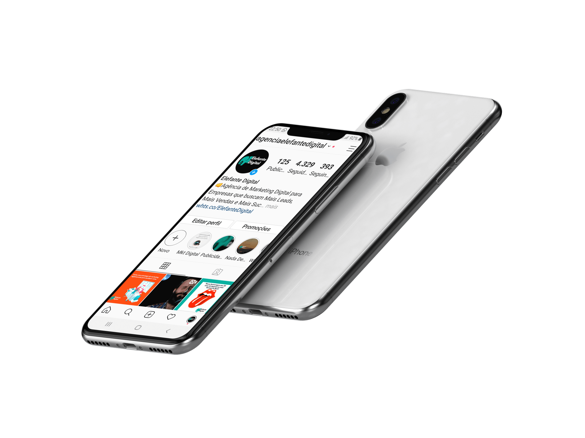 Um iphone x branco está deitado de lado sobre um fundo branco.