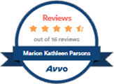 a badge that says `` reviews out of 16 reviews marion kathleen parsons avvo ''