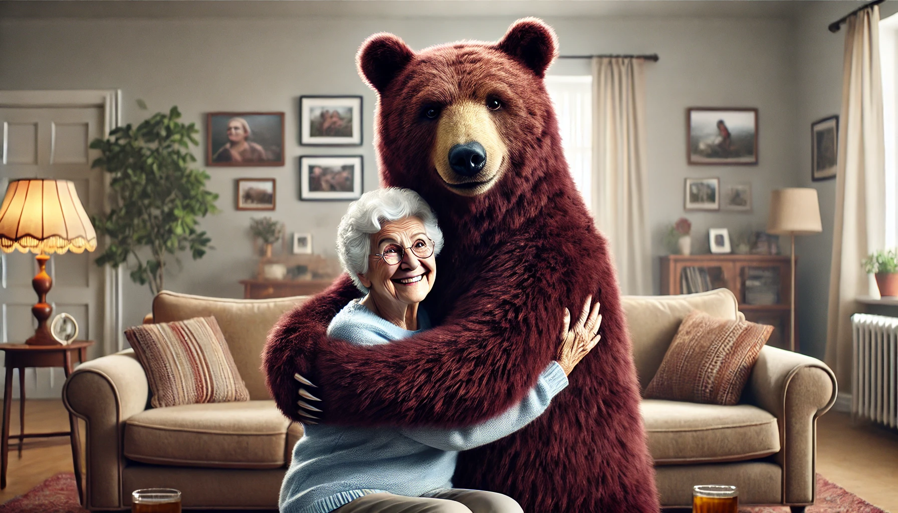 A young woman is sitting next to an older woman on a couch.