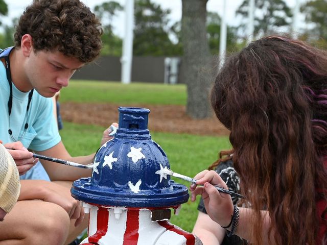 Orange Beach Students Paint Patriotic Fire Hydrants