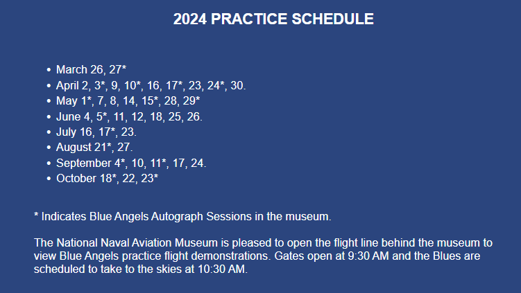 blue angels practice schedule