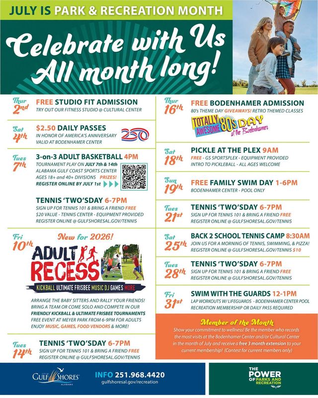 Gulf Shores Park & Recreation July 2026 Gulf Shores Park & Recreation July 2026