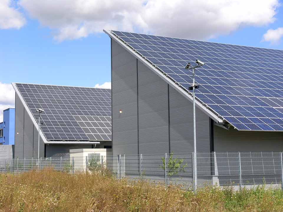 solar panels on two company buildings