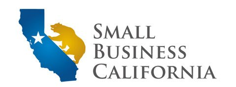 A small business california logo with a map of california